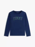 Kids' Plaid Tommy Logo T-Shirt-Carbon Navy - Image 2