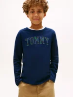 Kids' Plaid Tommy Logo T-Shirt-Carbon Navy