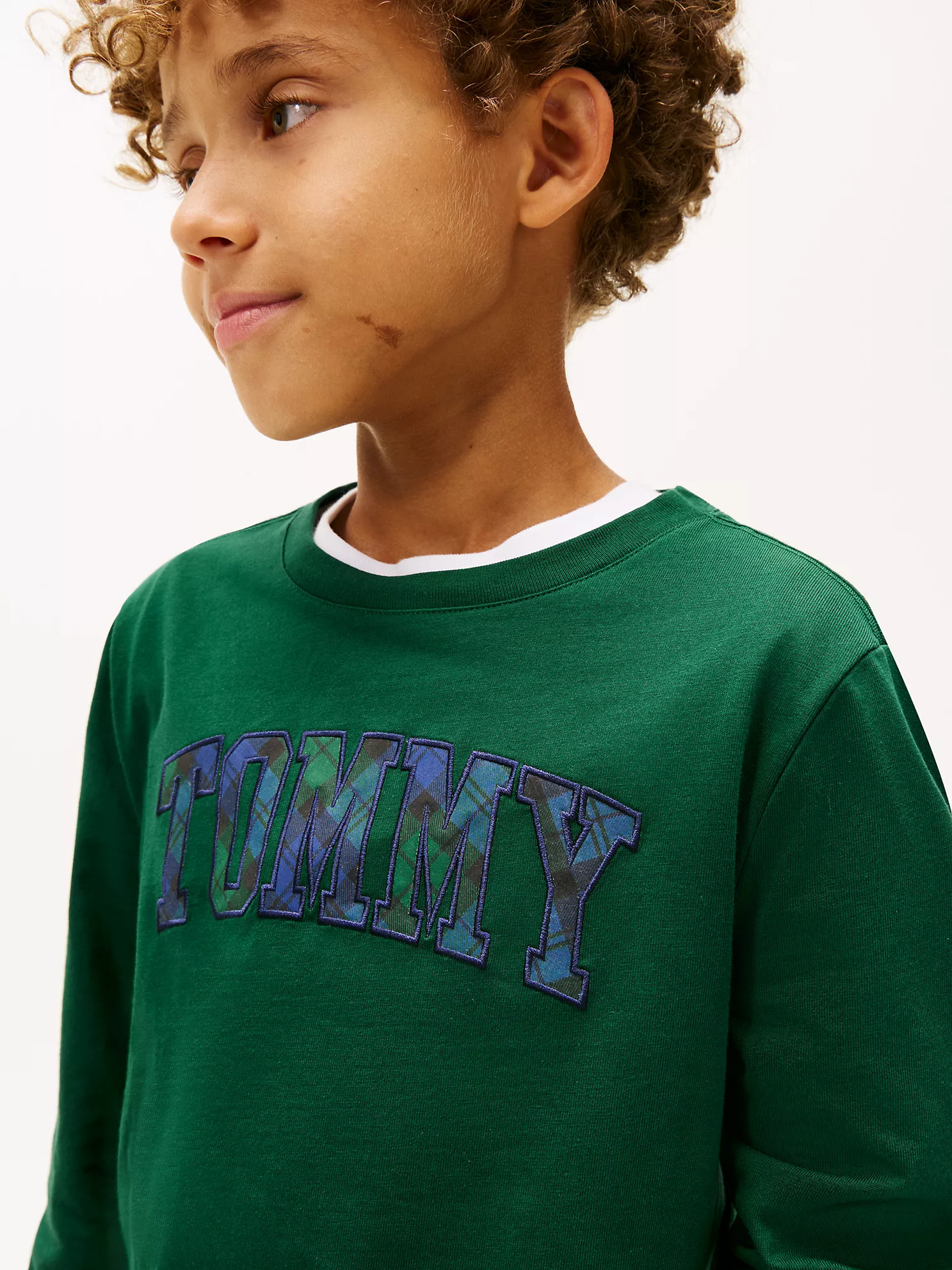 XB01847_L6K_alternate1 Kids' Plaid Tommy Logo T-Shirt-Ornamental Green - Image 4