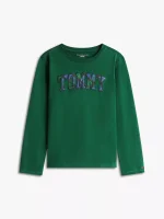 Kids' Plaid Tommy Logo T-Shirt-Ornamental Green - Image 2