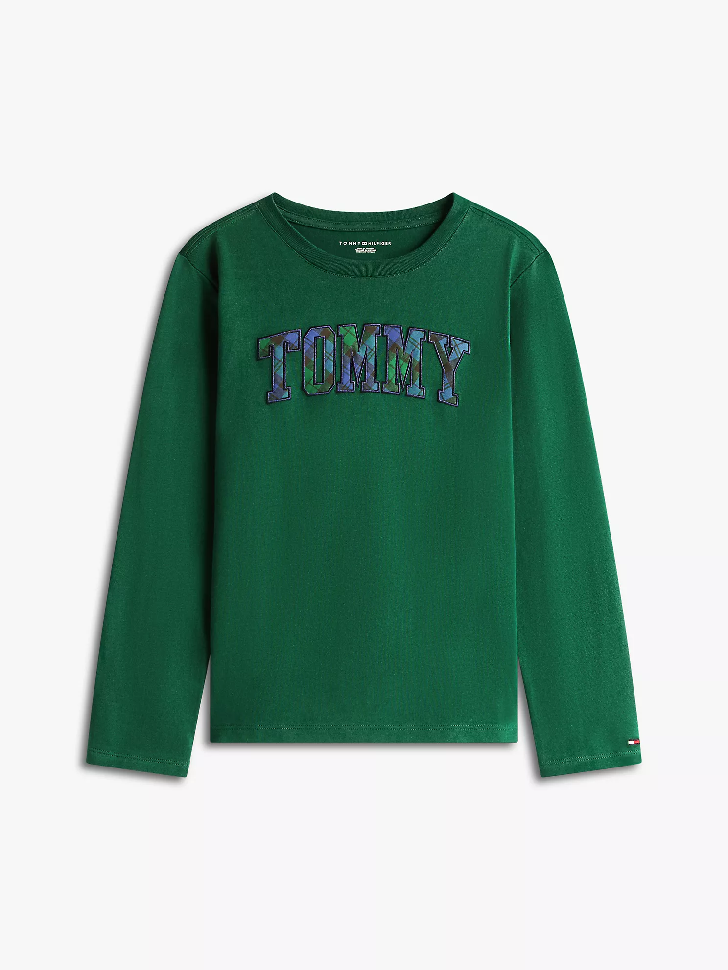 XB01847_L6K_alternate10 Kids' Plaid Tommy Logo T-Shirt-Ornamental Green - Image 2