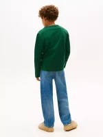 Kids' Plaid Tommy Logo T-Shirt-Ornamental Green - Image 3