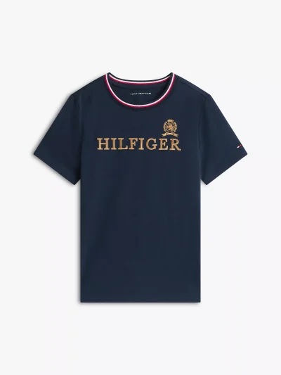 Kids' Hilfiger Crest Logo T-Shirt-Navy - Image 2