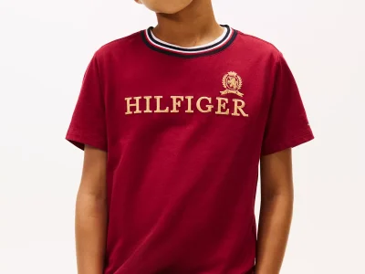 Kids' Hilfiger Crest Logo T-Shirt-Rouge