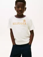 Kids' Hilfiger Crest Logo T-Shirt-Ivory