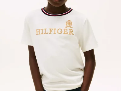 Kids' Hilfiger Crest Logo T-Shirt-Ivory