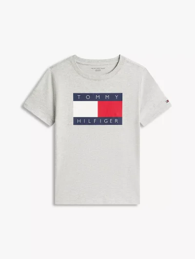 Kids' Tommy Flag Logo T-Shirt-Light Grey Heather - Image 2