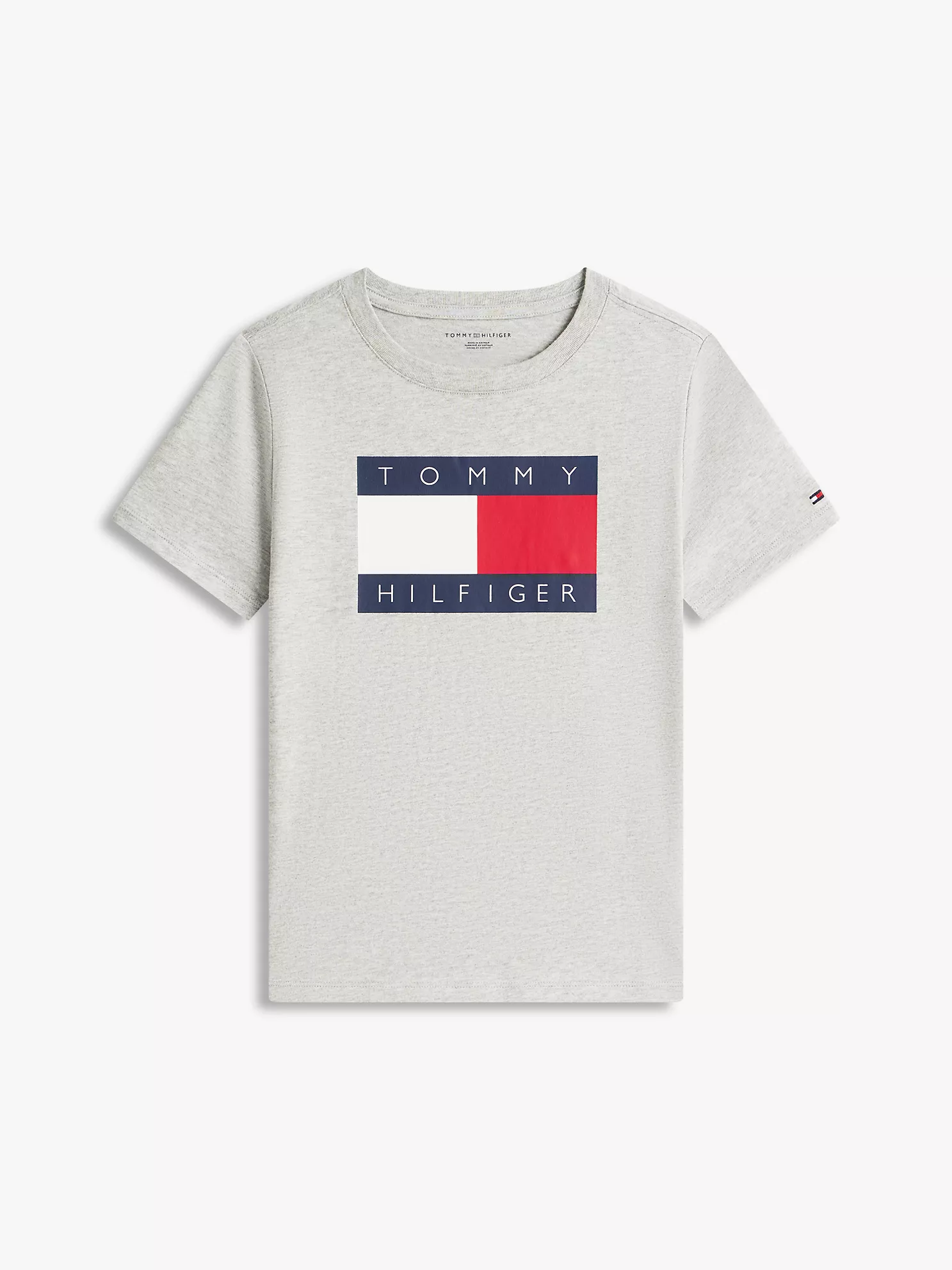 XB01853_P61_alternate10 Kids' Tommy Flag Logo T-Shirt-Light Grey Heather - Image 2