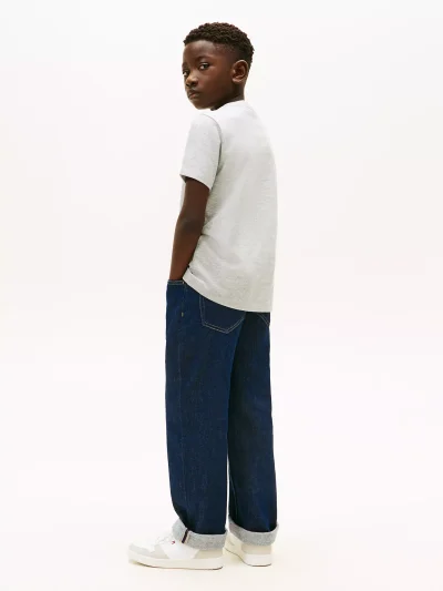 Kids' Tommy Flag Logo T-Shirt-Light Grey Heather - Image 3