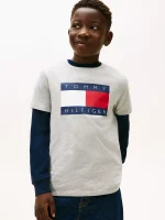 Kids' Tommy Flag Logo T-Shirt-Light Grey Heather