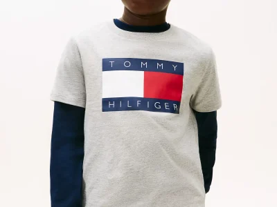 Kids' Tommy Flag Logo T-Shirt-Light Grey Heather