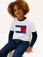 Kids' Tommy Flag Logo T-Shirt-Optic White - Image 3