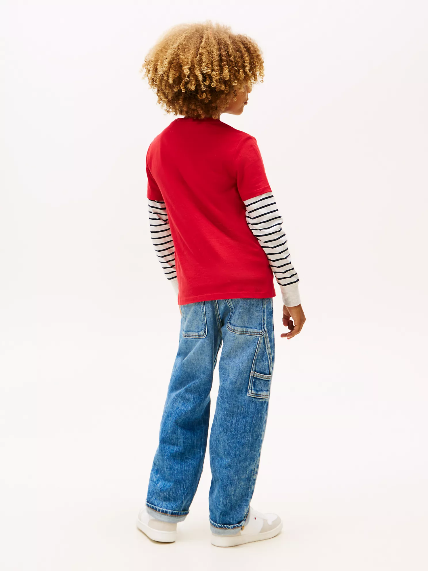 XB01854_XLG_alternate5 Kids' Arch Hilfiger Flag Logo T-Shirt-Primary Red - Image 3