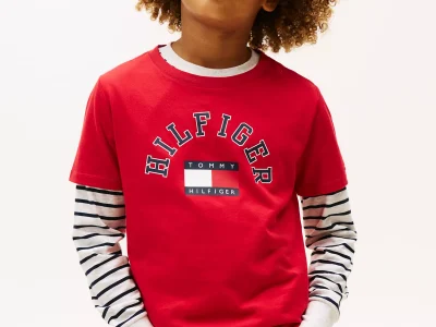 Kids' Arch Hilfiger Flag Logo T-Shirt-Primary Red
