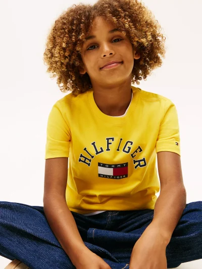 Kids' Arch Hilfiger Flag Logo T-Shirt-Pollen - Image 4