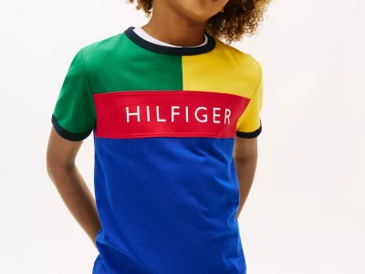 Kids' Hilfiger Logo Colorblock T-Shirt-Wedge Blue