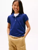 Kids' Puff-Sleeve Stretch Polo - Blue Ink #XG01281-C7H