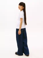 Kids' Puff-Sleeve Stretch Polo - Optic White #XG01281-YCF - Image 2