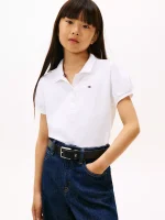 Kids' Puff-Sleeve Stretch Polo - Optic White #XG01281-YCF
