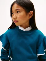 Kids' Ruffle Trim Fleece Sweatshirt - Midnight Turquoise #XG01332-LR0 - Image 4