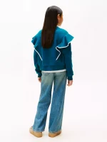 Kids' Ruffle Trim Fleece Sweatshirt - Midnight Turquoise #XG01332-LR0 - Image 2