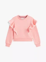Kids' Ruffle Trim Fleece Sweatshirt - Darling Pink #XG01332-TI4 - Image 2