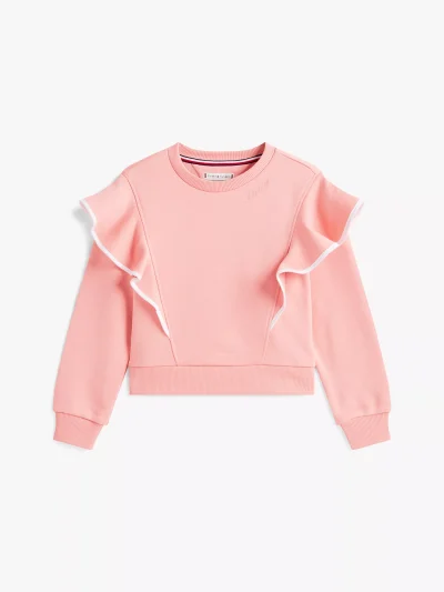 Kids' Ruffle Trim Fleece Sweatshirt - Darling Pink #XG01332-TI4 - Image 2
