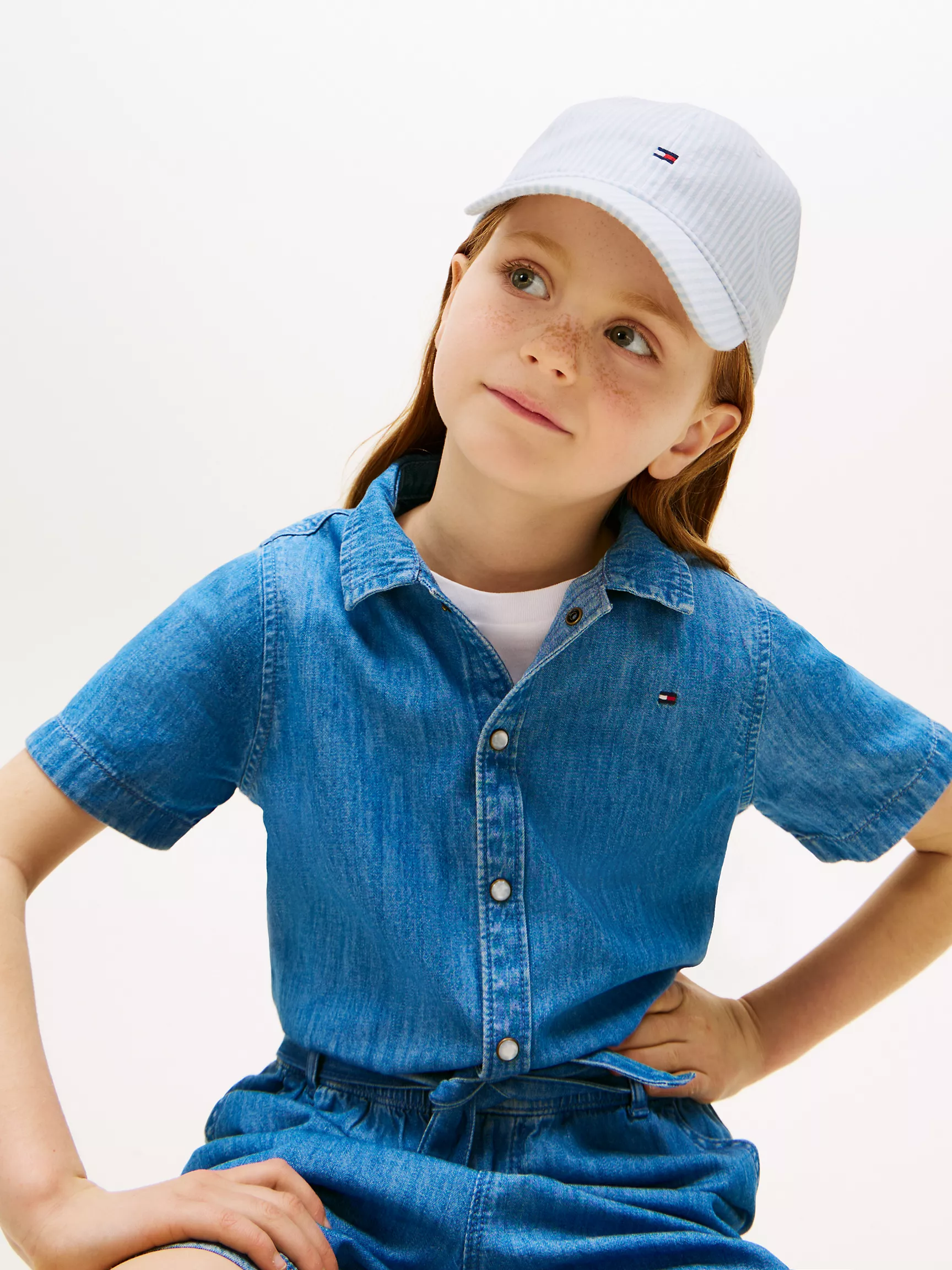 XG01470_C30_alternate5 Kids' Stripe Baseball Cap-Blue Spell/Multi - Image 3