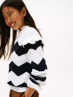Kids' Chevron Stripe Ruffle Sweater - Ecru #XG01541-YBL - Image 3