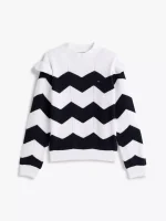 Kids' Chevron Stripe Ruffle Sweater - Ecru #XG01541-YBL - Image 2