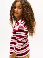 Kids' Stripe Ruffle Trim T-Shirt - Rouge #XG01550-XJS - Image 2