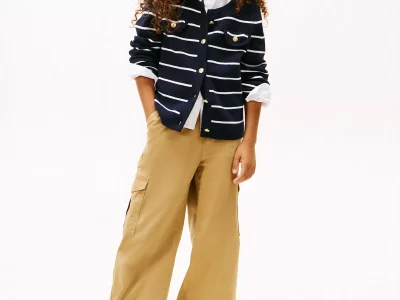 Kids' Wide Leg Stretch Twill Cargo Pant-Classic Khaki