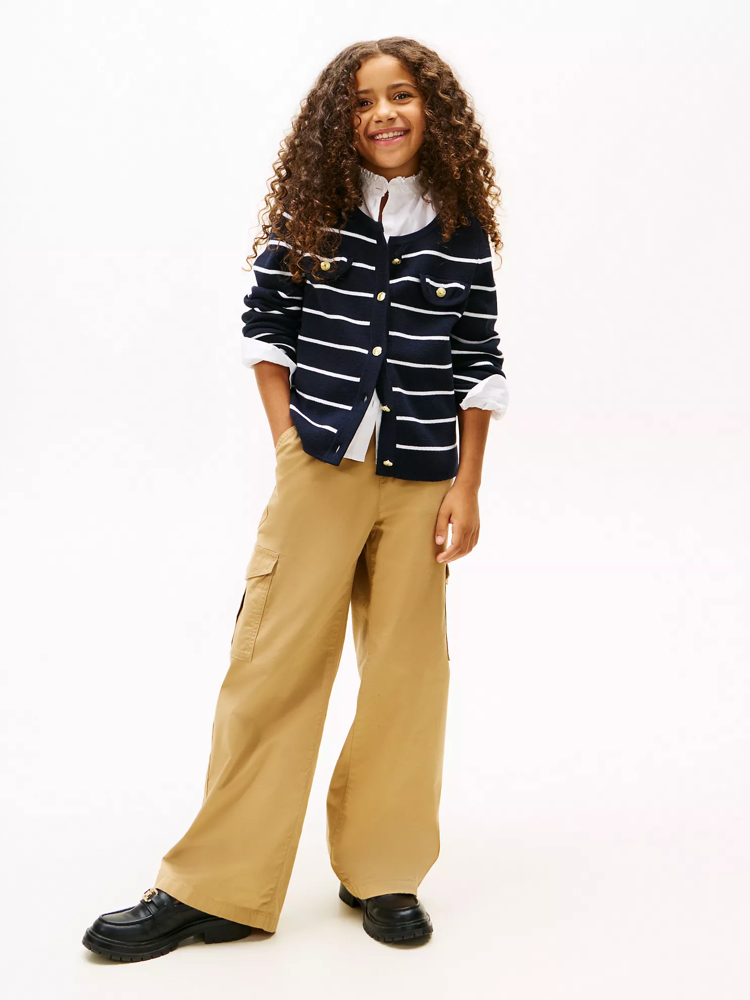 XG01551_RBL_main Kids' Wide Leg Stretch Twill Cargo Pant-Classic Khaki - Image 1
