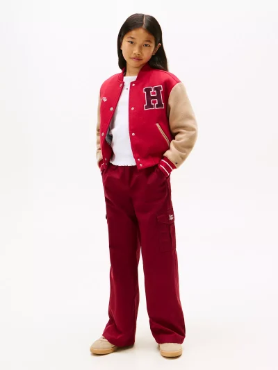 Kids' Wide Leg Stretch Twill Cargo Pant-Rouge - Image 1
