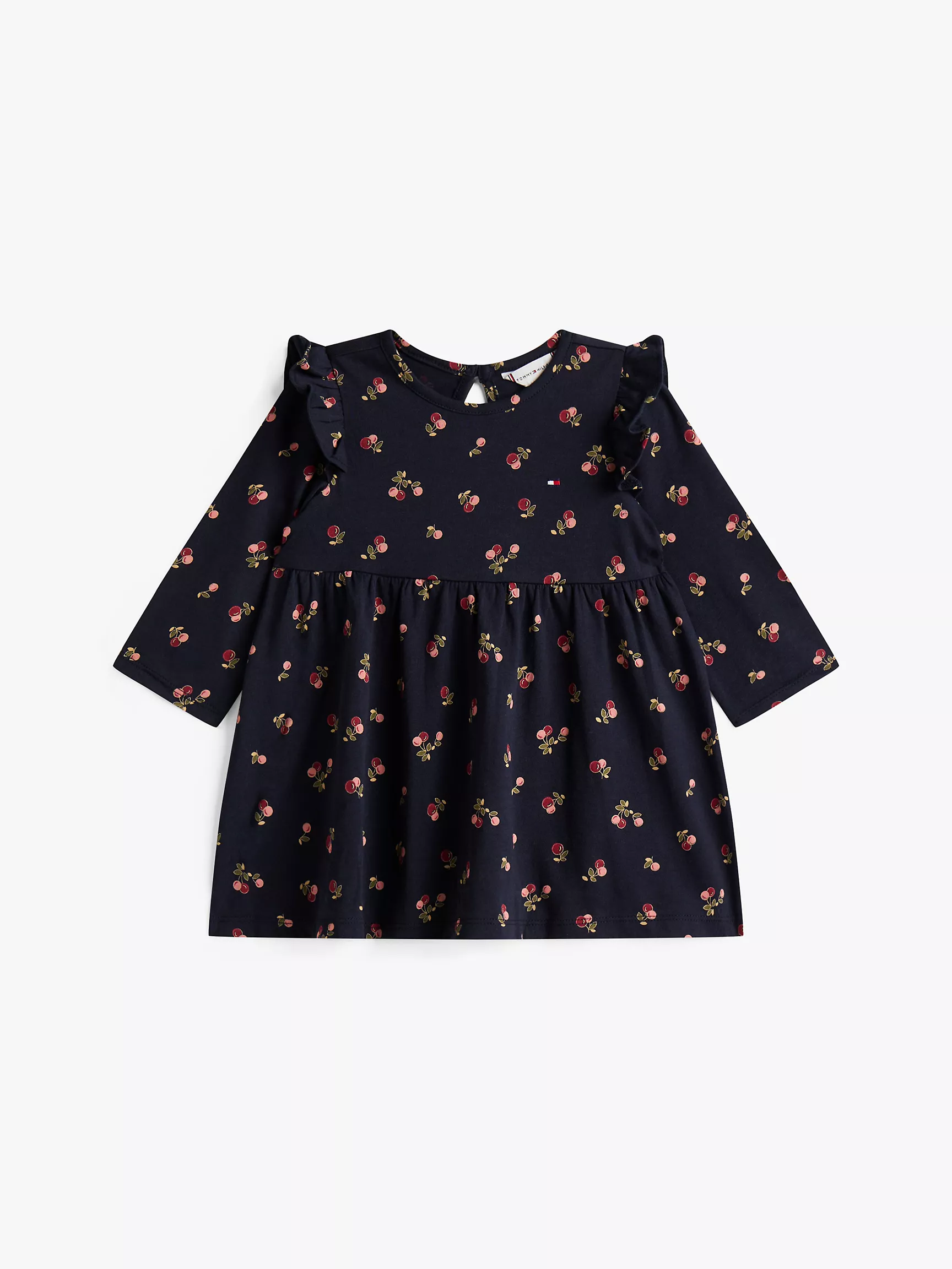 XG01683_DW5_main Babies' Floral Print Ruffle Dress-Navy Blue - Image 1