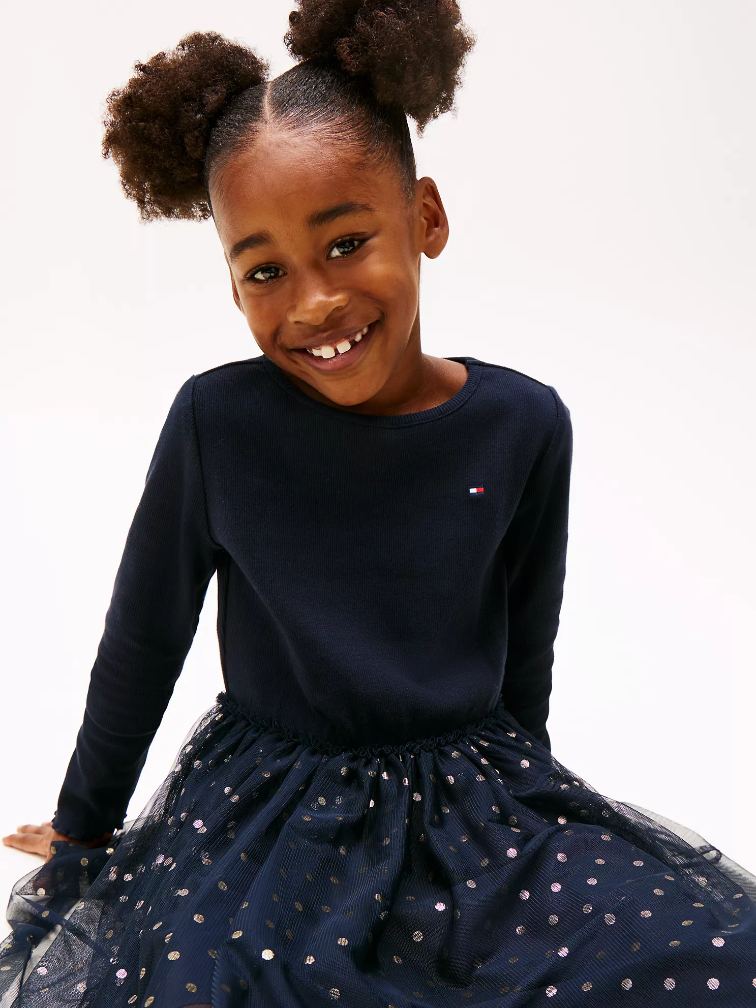 XG01692_DW5_alternate1 Kids' Long-Sleeve Tulle Ribbed Dress-Navy Blue - Image 4