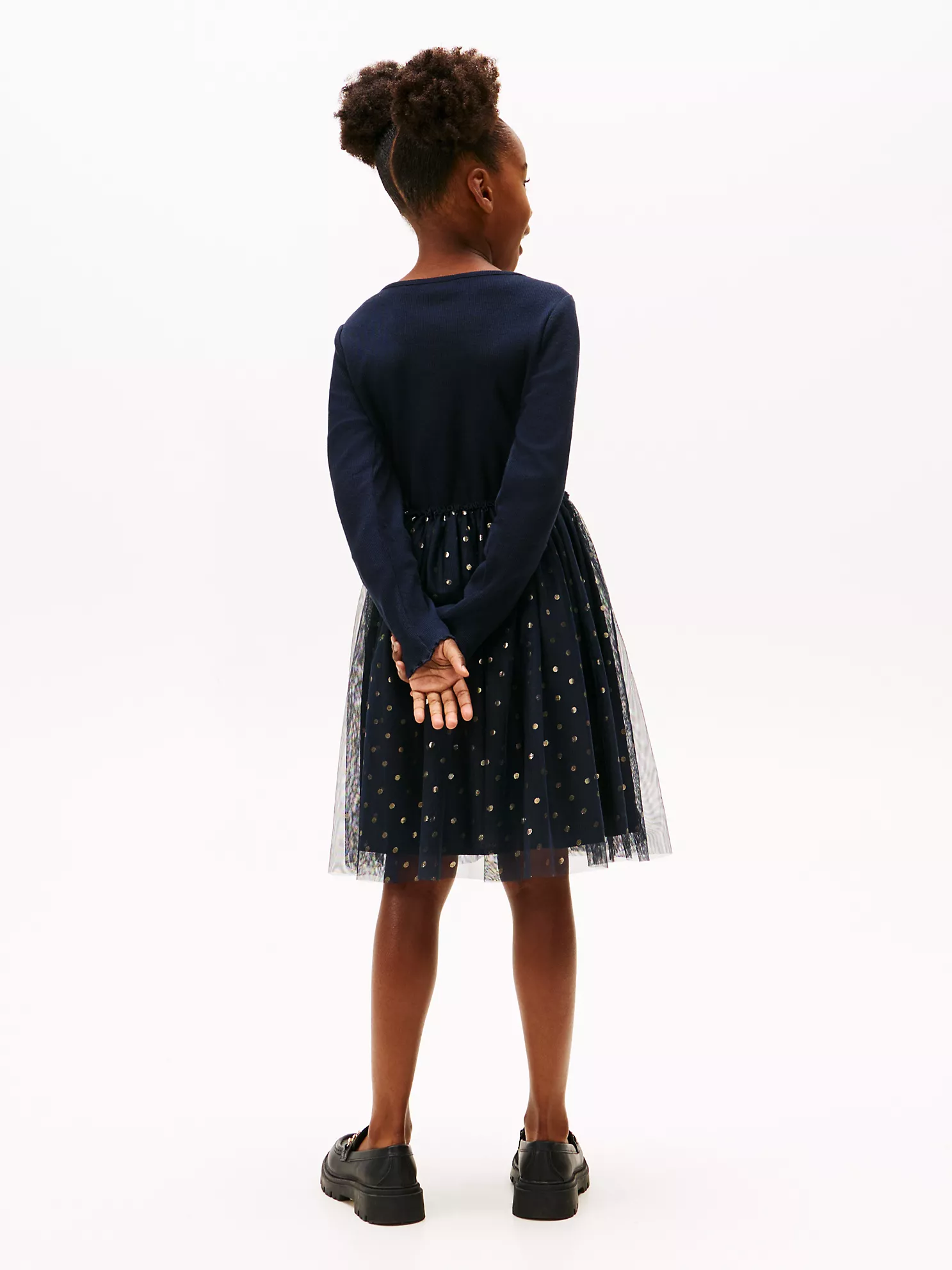 XG01692_DW5_alternate5 Kids' Long-Sleeve Tulle Ribbed Dress-Navy Blue - Image 3