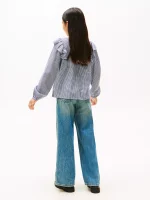 Kids' Long-Sleeve Check Ruffle Shirt - Blue Ink #XG01695-C7H - Image 3