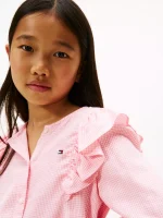 Kids' Long-Sleeve Check Ruffle Shirt - Darling Pink #XG01695-TI4 - Image 2