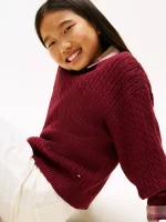 Kids' Cable Knit Sweater - Rouge #XG01709-XJS - Image 3