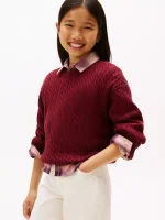 Kids' Cable Knit Sweater - Rouge #XG01709-XJS