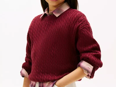 Kids' Cable Knit Sweater - Rouge #XG01709-XJS