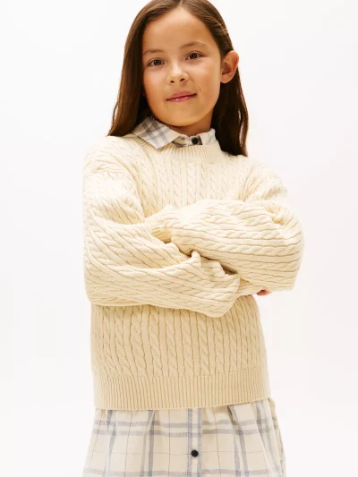 Kids' Cable Knit Sweater - Ivory #XG01709-YBI - Image 1
