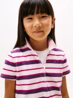 Kids' Stripe Stretch Polo Dress-Light Pink - Image 3