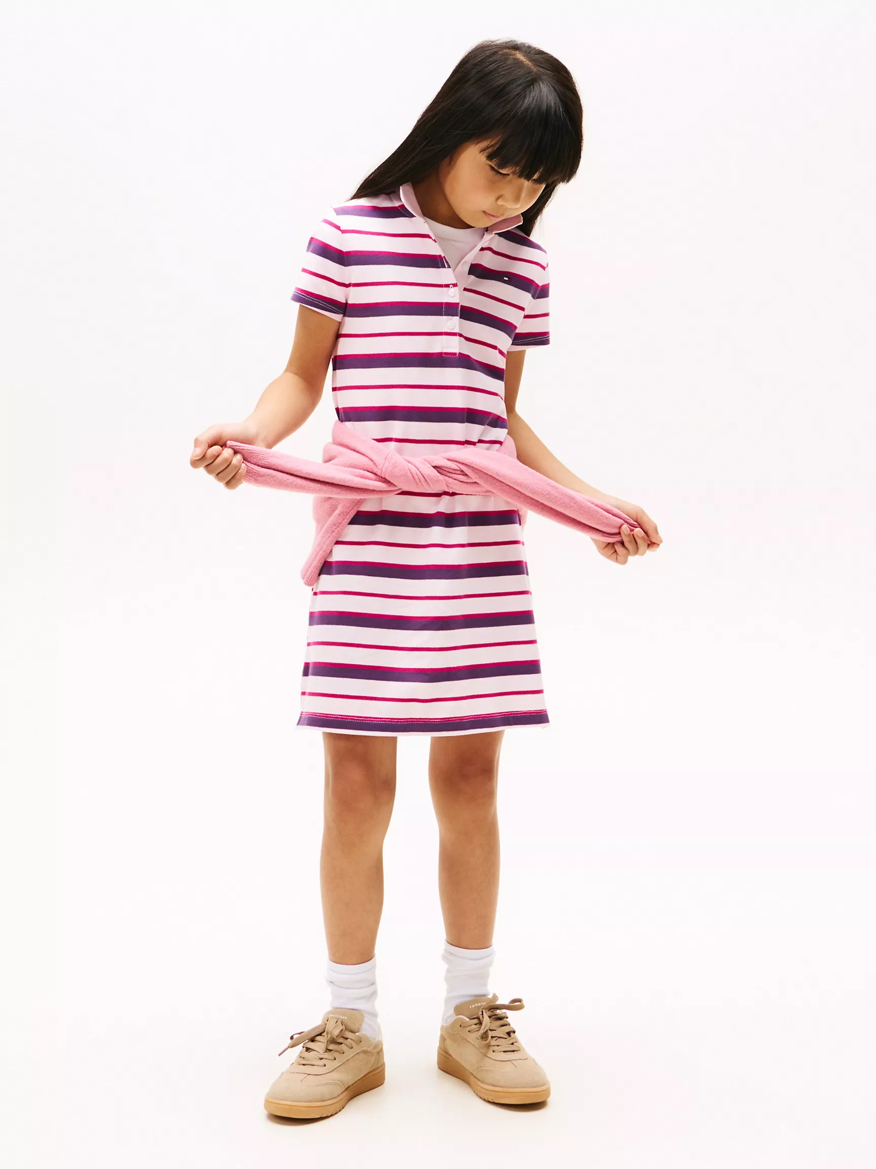 XG01711_TOG_main Kids' Stripe Stretch Polo Dress-Light Pink - Image 1