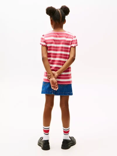 Kids' Stripe Lettuce-Trim Sleeve T-Shirt - Heritage Pink #XG01730-XI0 - Image 2
