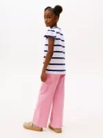 Kids' Stripe Lettuce-Trim Sleeve T-Shirt - Optic White #XG01730-YCF - Image 3