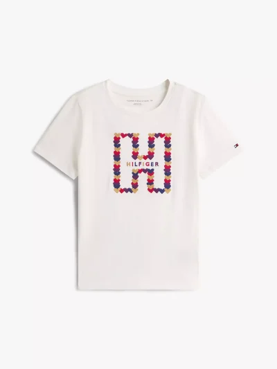 Kids' Heart H Logo T-Shirt - Ecru #XG01736-YBL - Image 2