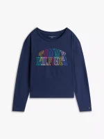 Kids' Long-Sleeve Logo T-Shirt - Twilight Navy #XG01737-C87 - Image 2