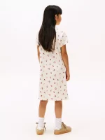 Kids' Floral Print Polo Dress-Ivory - Image 2